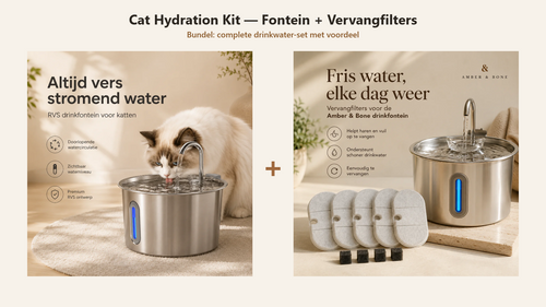 Cat Hydration Kit bundel – RVS fontein met vervangfilters