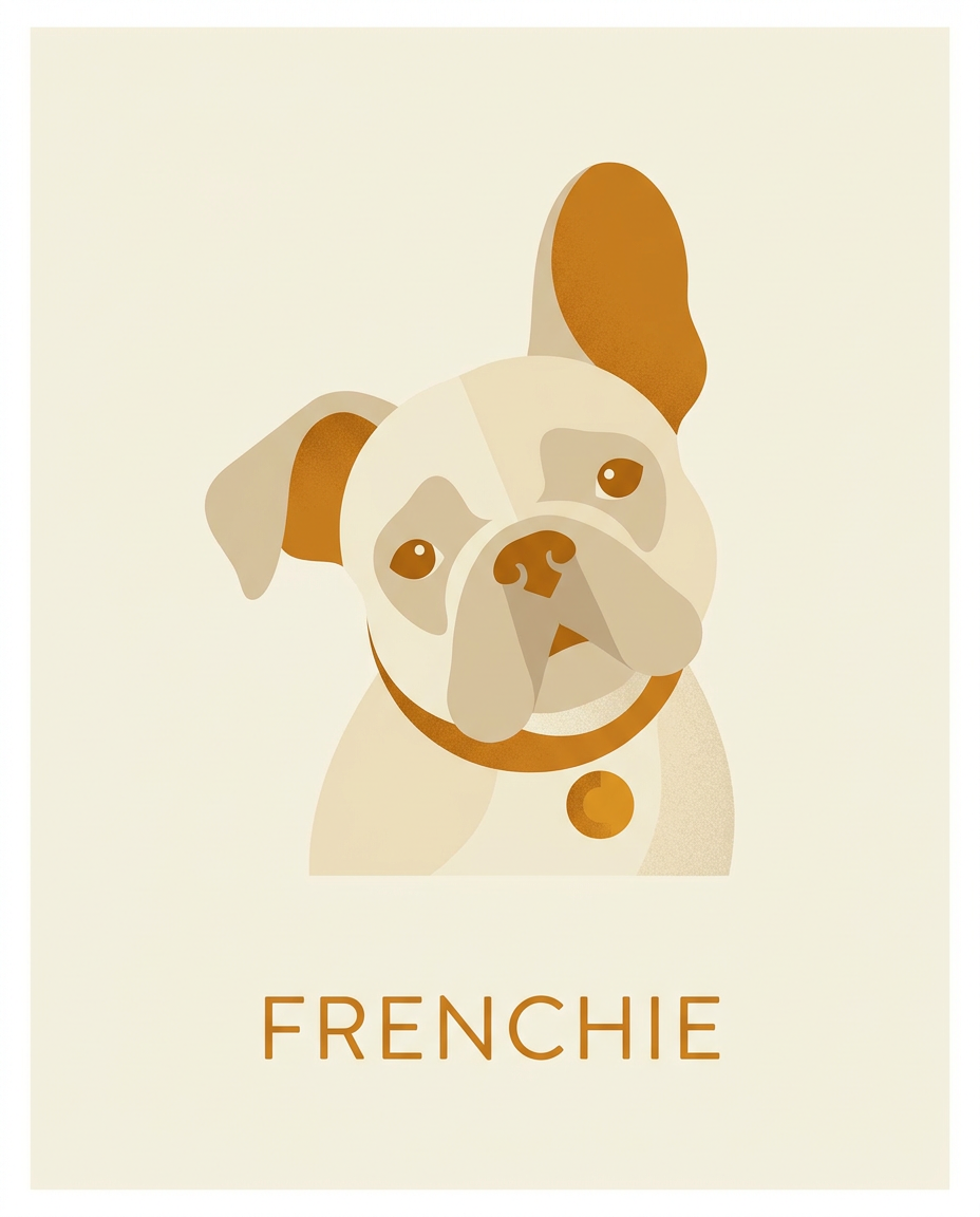 Modern-stijl: minimalistisch portret van een franse bulldog